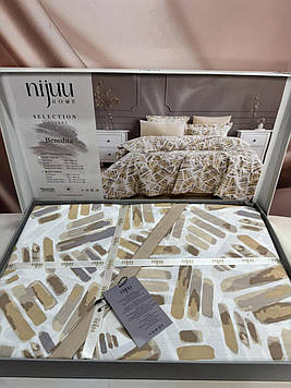 Комплект постільної білизни перкаль 100% бавовна двоспальна євро 200*220 см Nijuu Туреччина