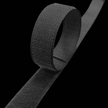 Липучка контактна 25 мм колір чорний стрічка-крючки и стрічка-петлі комплект loop/hook
