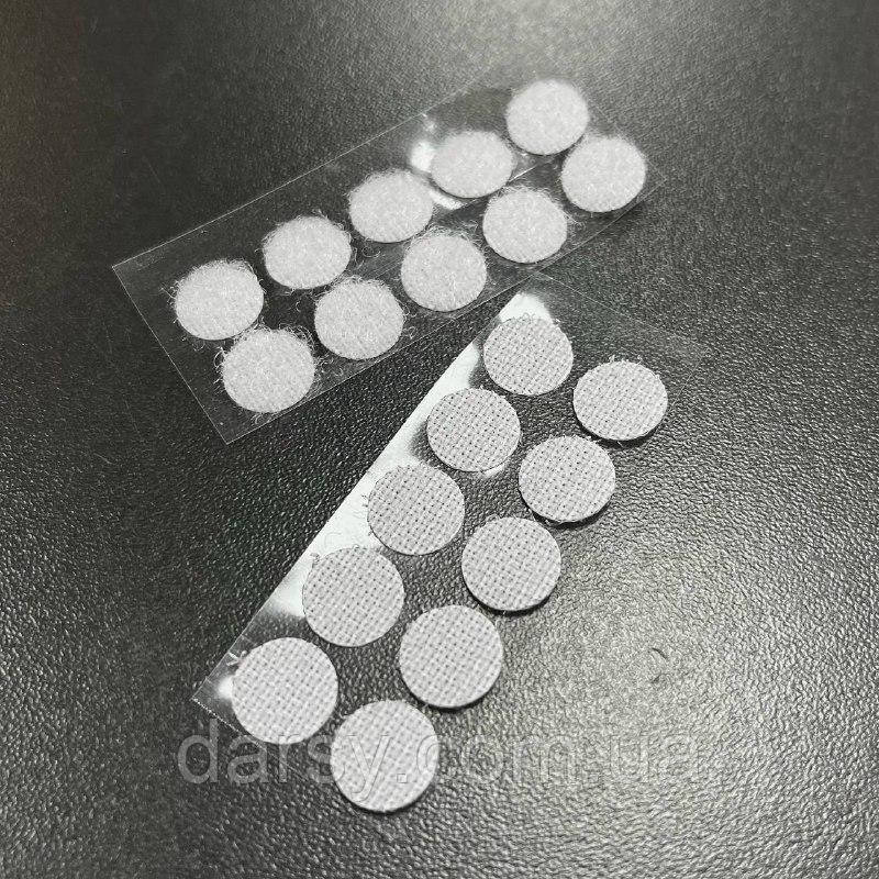 Липучка-кружки самоклейні, 10 пар, діаметр 10 мм, колір білий, фото 1