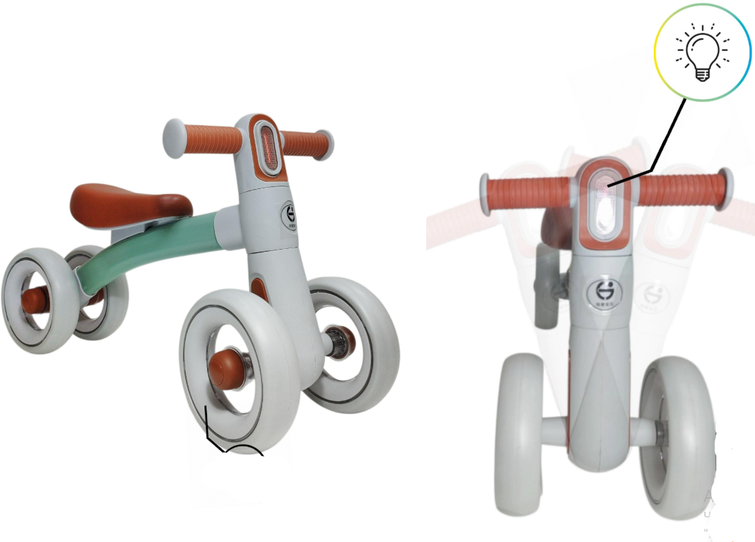 Дитячий чотириколісний велобіг-біговіл із ліхтариком для дітей від 1.5 року