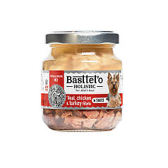 BASTTET`O Holistic вологий корм для собак телятина, курка та індичка у соусі 130 г