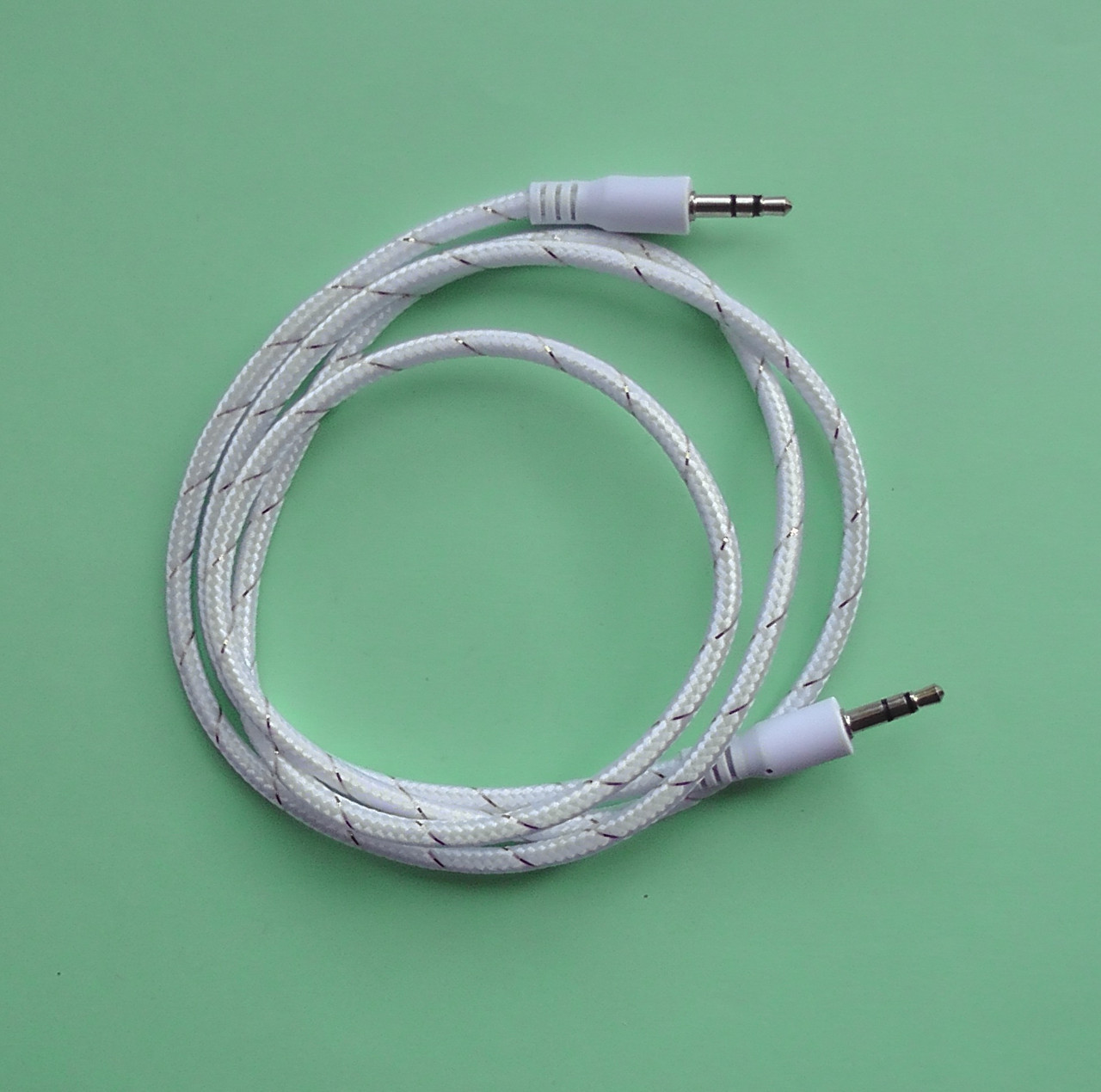 Шнур штекер тато 3.5 стерео — тато 3.5 стереокабель 1 м білий, фото 1