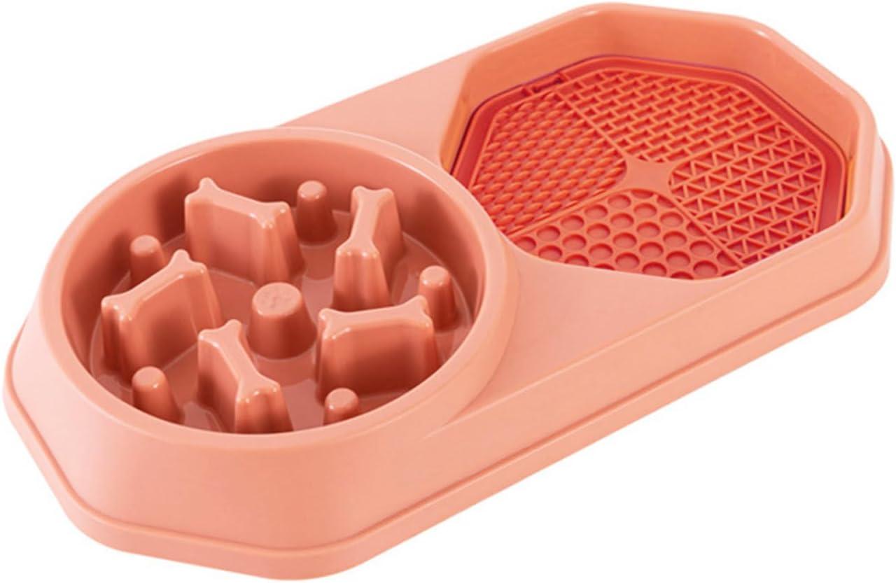 Миска для котів і собак подвійна повільного годування, пластик + гума, 37,2×20×5 см, помаранчева