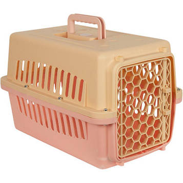 Контейнер для перенесення котів, дрібних собак, гризунів та інших домашніх тварин 30×30×47 см, бежево-персиковий
