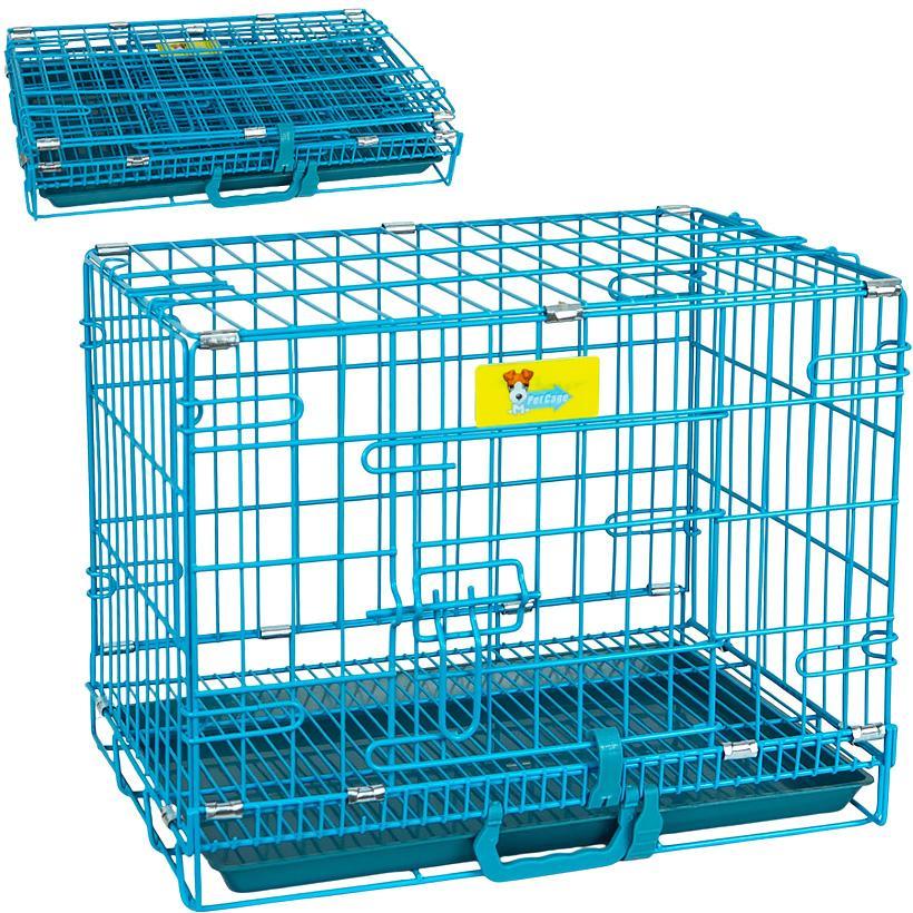 Клітка для собак, кішок та інших тварин складна з піддоном для перевезення або розміщення в квартирі 46*30*37 см, фото 1