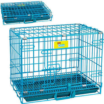 Клітка для собак, кішок та інших тварин складна з піддоном для перевезення або розміщення в квартирі 46*30*37 см