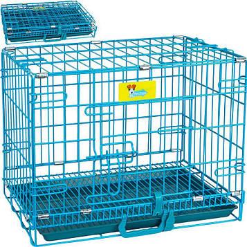 Клітка для собак, кішок та інших тварин складна з піддоном для перевезення або розміщення в квартирі 60*42*51 см