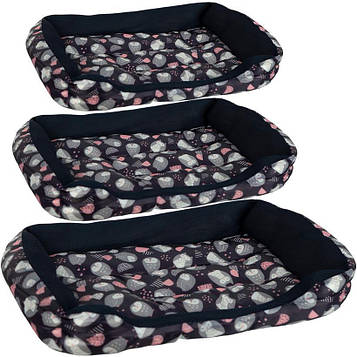 Лежанка для собак і кішок дрібних і середніх порід з перфорованими бортами і м'яким дном Набір 3 шт, чорна