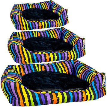 Лежанка для собак і кішок дрібних і середніх порід з бортиками і знімною м'якою подушкою Набір 3 шт, різнокольорова