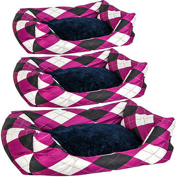 Лежанка для собак і кішок дрібних і середніх порід з бортиками і знімною м'якою подушкою Набір 3 шт, червона