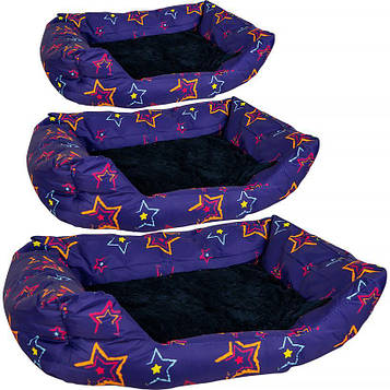 Лежанка для собак і кішок дрібних і середніх порід з бортиками і знімною м'якою подушкою Набір 3 шт, синя