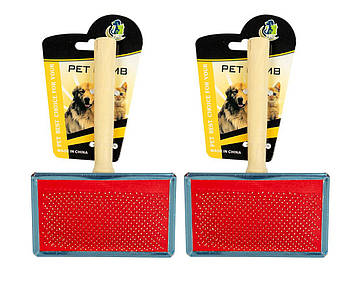 Щітка пуходерка для вичісування шерсті кішок і собак видаляє ковтуни, випавшу шерсть і підшерсток Набір 2 шт