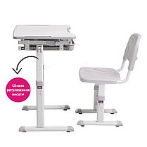 Зростаючий дитячий стіл зі стілом Cubby Sorpresa Grey сірий, ергономічна парта зі стільчиком для хлопчика, фото 2