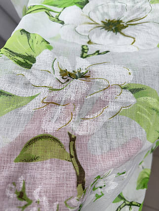 Тюль батист Квітка No100 салатовий, фото 2