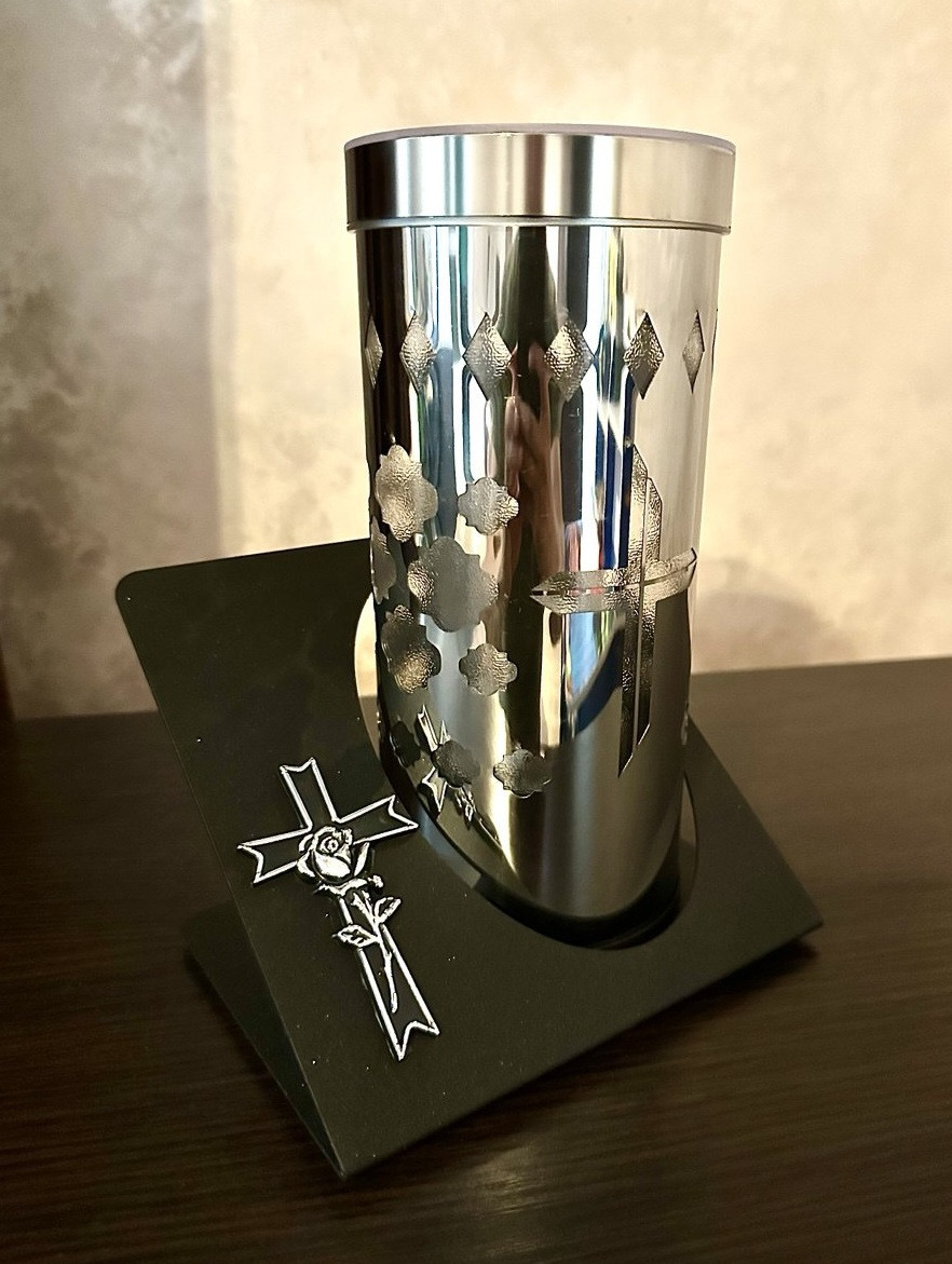 Лампадка сонячна батарея на підставці (Срібна) 24см, фото 1