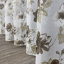 Тюль батист Квітка No100 для спальні, дитячої, кухні коричневий, фото 2
