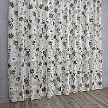 Тюль батист Квітка No100 для спальні, дитячої, кухні коричневий, фото 5