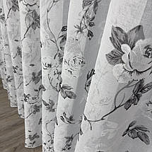 Тюль батист Квітка No100 сірий, фото 3