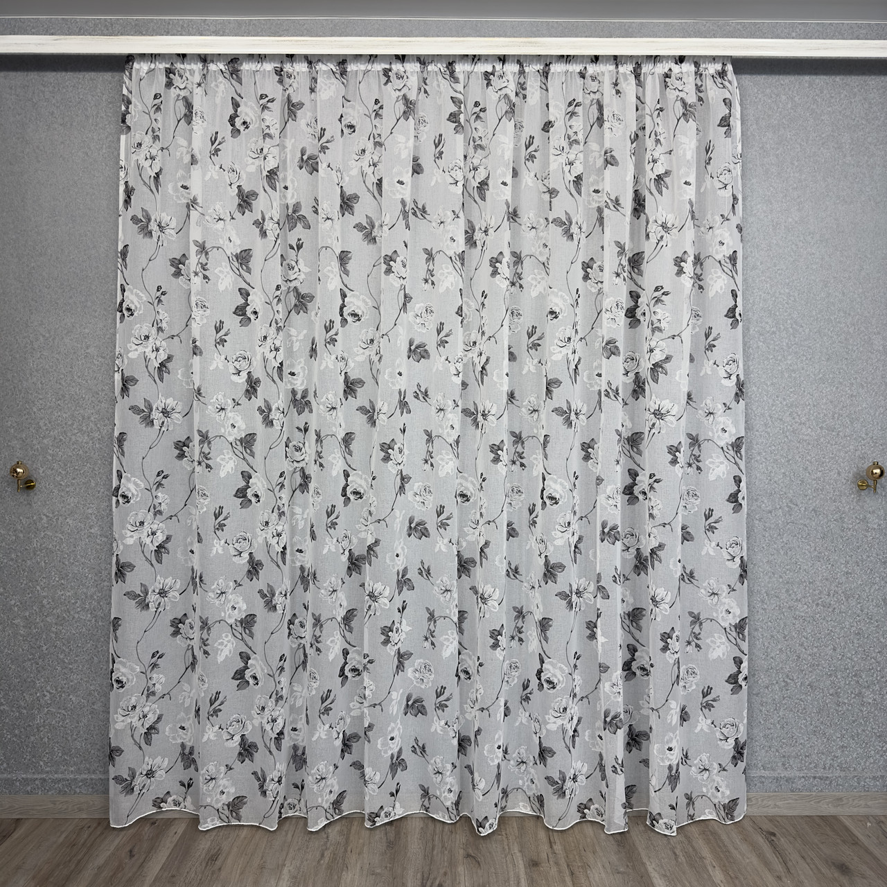 Тюль батист Квітка No100 сірий