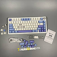 ATTACK SHARK X85 White-Blue | 75% механічна клавіатура | Gasket Mount | 3 режими | RGB | 5000 мАг