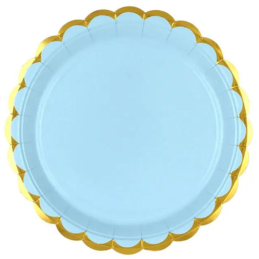 Тарілки голубі золотий кант 23 см