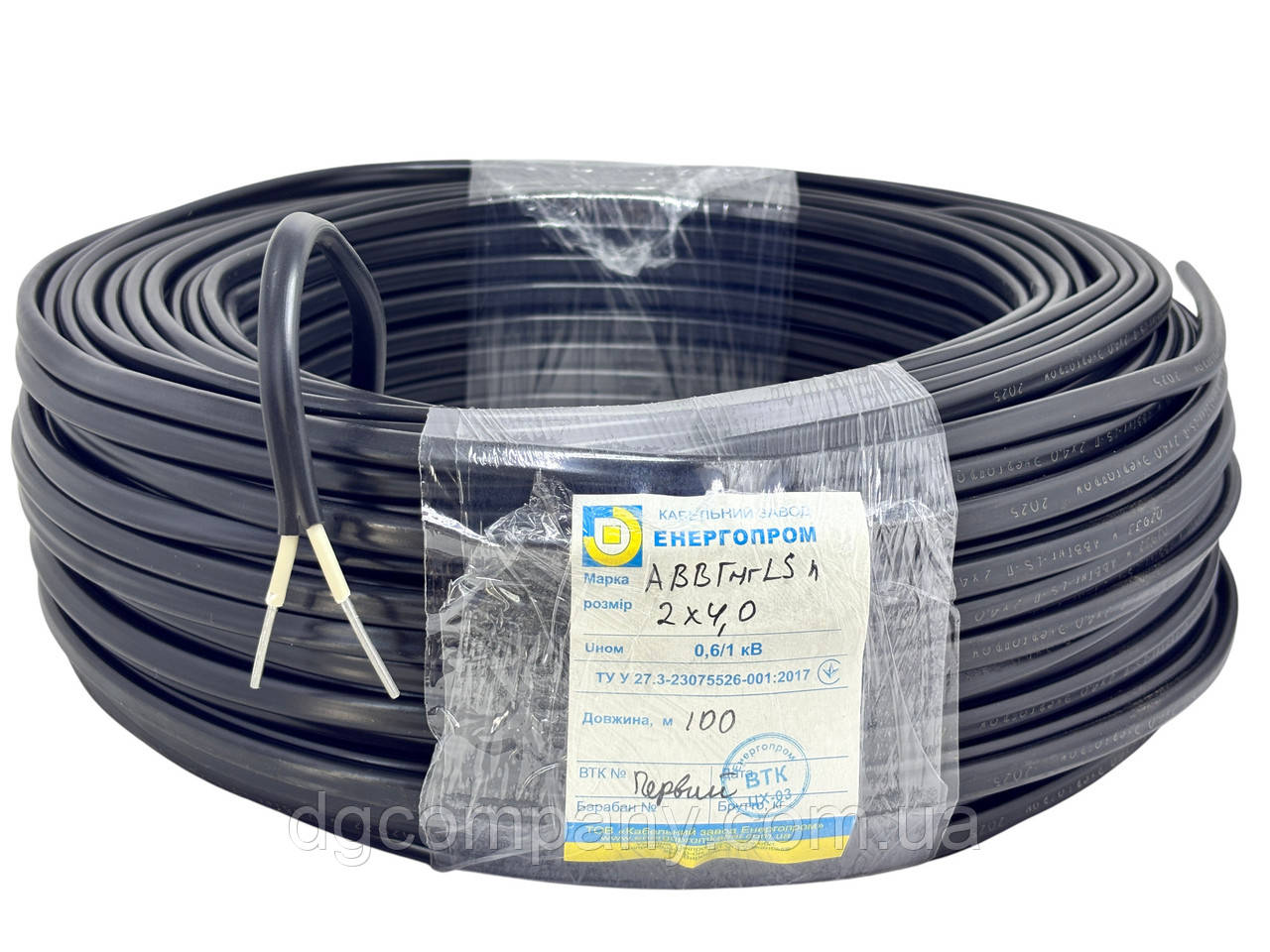 Кабель алюмінієвий АВВГ-нг 2х4,Єнергопром, 100м, фото 1