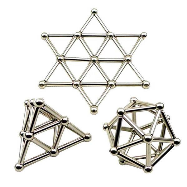 Магнітний конструктор Neo 36 паличок та 27 кульок Срібний