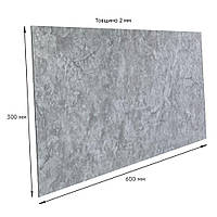 Панель ПЕТ пластикова стінова Сірий бетон Лінії під камінь 300х600х2мм м'яка плитка ПВХ покриття