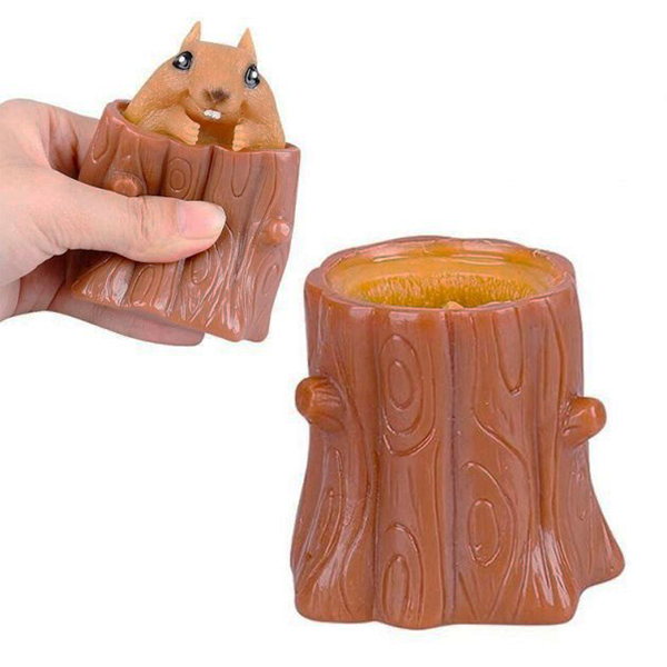 Іграшка антистрес Pop It Фуфлік - білка, що вистрибує, коричнева