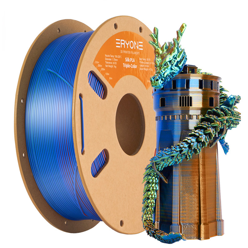 Филамент ERYONE Silk PLA Triple-Color Orange & Blue & Green, фото 1