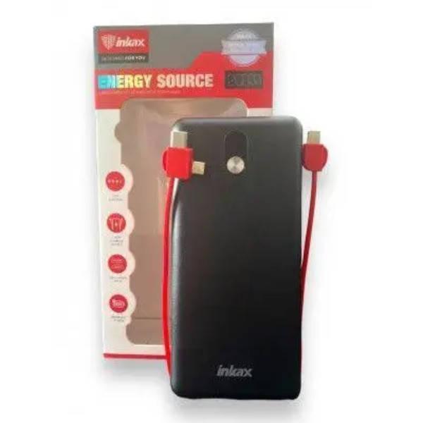 Power bank на один вихід + 3 шнури 20000 mAh INKAX PV-53 Чорний з червоним