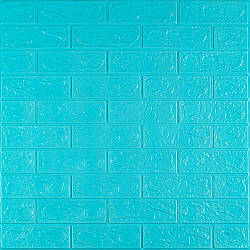 3Д-панель стінова Бірюзова цегла ПВХ самоклеючі м'які панелі для стін Декор 3D 700x770x3мм (2-3мм)