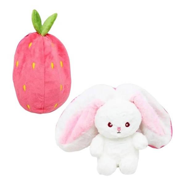 М'яка іграшка подушка Зайчик у полуничці