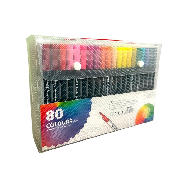 Набір маркерів-лайнерів та маркерів-кистей на водній основі 80 шт WORISON