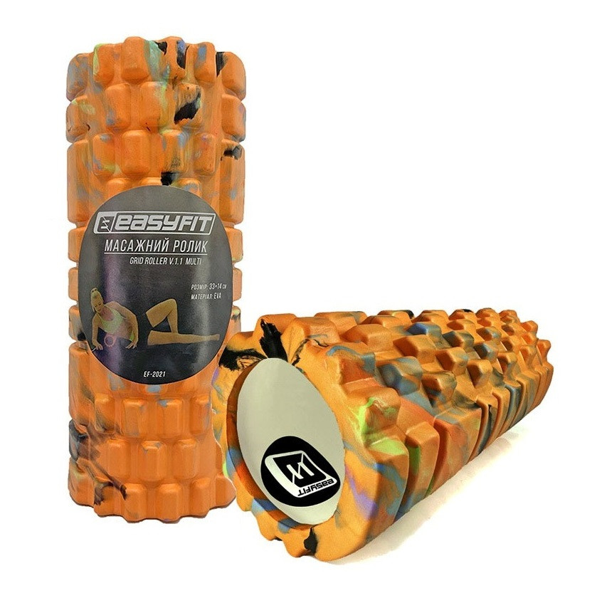 Масажний ролик EasyFit EF-2021-OR, EVA-піна, помаранчевий, 33×14 см - для йоги, фітнесу, реабілітації, фото 1