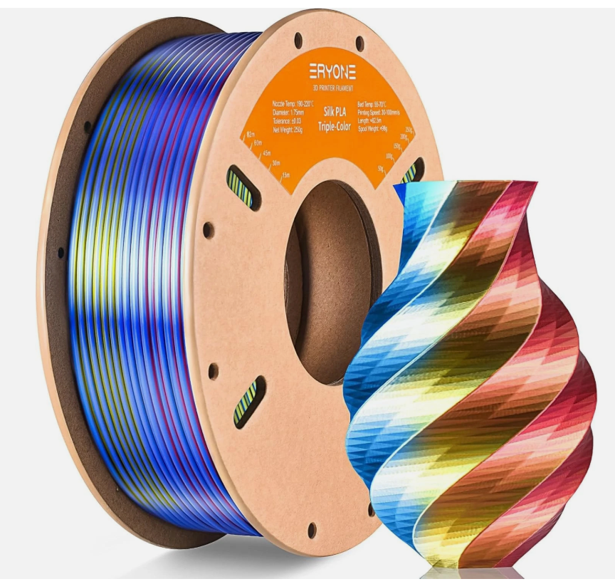 Филамент ERYONE Silk PLA Triple-Color Red & Yellow & Blue, фото 1