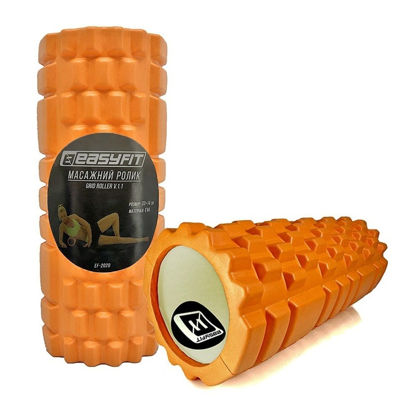 Масажний ролик EasyFit EF-2020-OR, EVA-піна, помаранчевий, 33×14 см - для йоги, фітнесу, реабілітації, фото 1