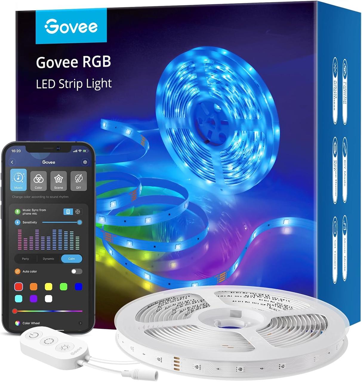 Розумна світлодіодна стрічка Govee RGB H6159 Smart WiFi 5 м. Керування за допомогою застосунку, фото 1