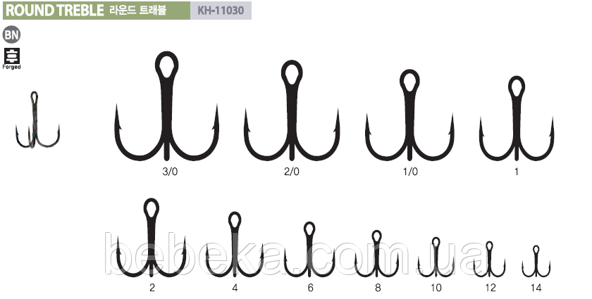 Гачок Kumho трійник Round Treble KH-11030 №1/0