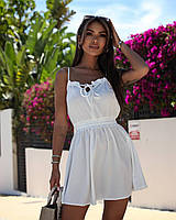 Женское изящное легкое классическое маленькое платье мини короткое без рукавов белый, черный