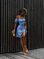 Женское короткое цветочное платье мини стильное легкое короткий рукав