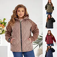 Жіноча осіння куртка 48-50, 52-54, 56-58 чорний, мокко, синій, хакі, бордо