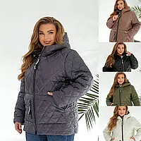 Жіноча осіння демісезонна куртка 48-50 52-54 56-58 молочна чорна рожева хакі графіт мокко