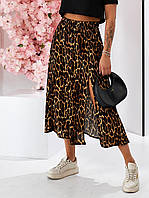 Женская трендовая юбка ЛЕО с разрезом сбоку юбка меди с разрезом