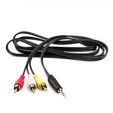 Кабель штекер 3.5 мм 4C — 3 штекери RCA тюльпани 1.8 м. чорний, фото 1