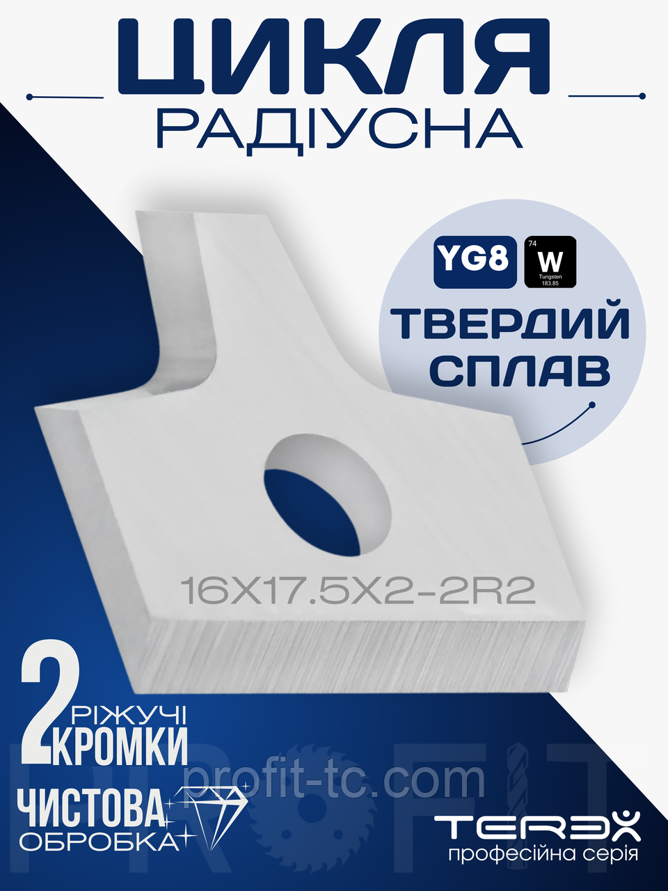 Цикля радіусна Terex для кромкооблицювального верстата, кромкооблицювальний профільний ніж 16X17.5X2мм-2R2, фото 1