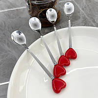 Десертна ложка з серцем із нержавіючої сталі 1 шт. Сріблястий