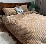 Постільна білизна велюрова тепла Полоска, євро комплект: підковдра 200×230 см, наволочки 50×70 см, модель "Шарпей", фото 2