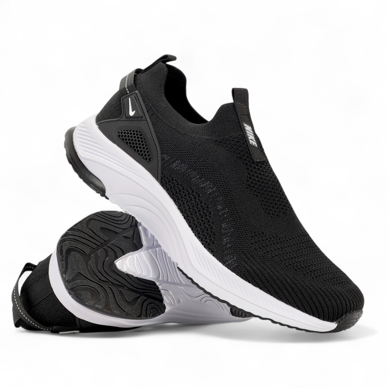 Чоловічі літні мокасини Nike текстильні з сіткою чорні весняні