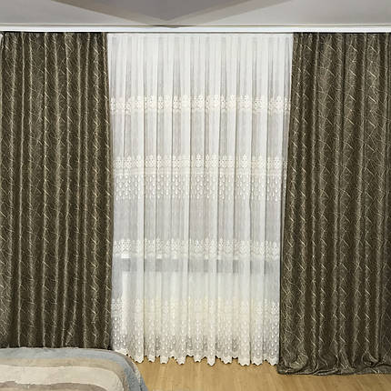 Готові штори жаккард №401 коричневий 1,00м, фото 1